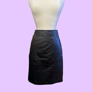 Vintage 80's out of bounds black genuine leather‎ skirt